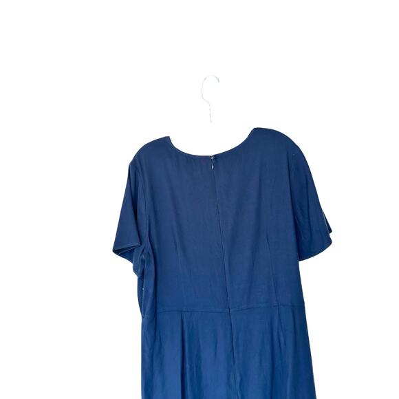 Universal Standard Navy Blue Work Office Faux Wrap Short Sleeve Dress Size 14-16 - Picture 7 of 12
